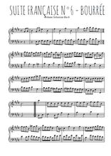 Téléchargez l'arrangement pour piano de la partition de Suite française N°6 Bourrée en PDF